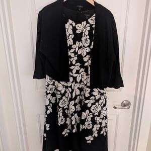 Talbots Black and White Floral Dress